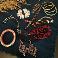 10 Piece Costume Jewelry Lot Vintage Modern Set Necklace Bracelet Earrings DDP picture