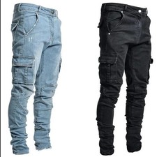 Men's Stretch Cargo Pocket Jeans (Sizes- S-XXXL) Brand New With  picture