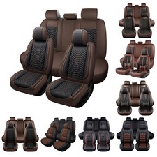 Faux Leather Seat Covers Full Set /Front Pad Black Brown For Jeep Grand Cherokee picture