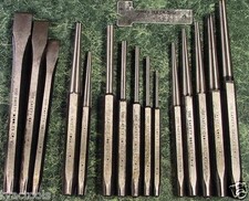 16pc Heavy Duty PUNCH AND CHISEL SET Chrome Vanadium Steel Pin Cold Taper Center picture
