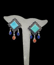Mine Finds by Jay King Desert Rose Trading Multi-Stone Sterling Dangle Earrings picture
