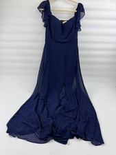 Ever-Pretty Dress Womens XL Blue Chiffon Flutter Sleeve Sweetheart Maxi Gown picture