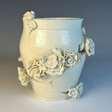 Handmade Ceramic Vase Sculpture With Flowers Symbolic Contemporary Art picture