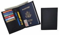 RFID Blocking Leather Passport Holder Wallet Cover Case Travel For Men and Women picture