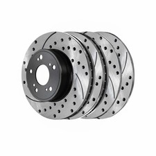 4Pcs Drilled Slotted Brake Rotors Front Rear Black Coated Honda Accord 2003-2007 picture