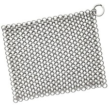 Cast Iron Skillet Cleaner Chainmail Scrubber Grill Scraper Stainless Steel 7X7 picture