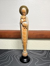 ANRI Wood Vintage Virgin Mary Madonna & Baby Jesus 7 1/4” Handcrafted Italy picture