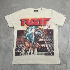 Ratt Band Shirt Shirt Mens Medium Beige Ratt N Roll Tour 1984 Graphic Y2K Worn picture
