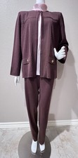 MISOOK 4 Piece SET Jacket Shell Blouse Pants - SZ - XL & L - Reddish Brown Brick picture