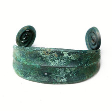 ANCIENT KOBAN CULTURE BRACELET CAUCASUS BRONZE SPIRAL ENDS 1200-400 B.C. 23 picture