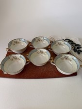 Noritake Bluedawn 622 Cream Soup Bowl Double Handle Gold Trim 1947-1951 picture