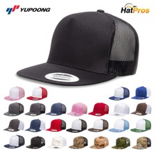 Yupoong 6006 YP Classics 5 Panel Trucker Hat Snapback Mesh Back Flat Bill Cap picture