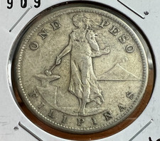 1909-S  PHILIPPINES SILVER PESO CROWN picture