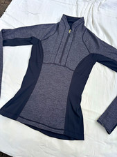 Lululemon Run Inspire Top Jacket 1/2 Zip Pullover Women Striped Black Gray  XS picture