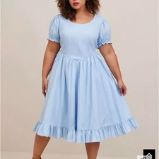 Torrid x Disney Cinderella Stretch Poplin Puff Sleeve Midi Dress 3X 22-24 NWT picture