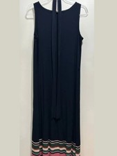 J.Jill Sleeveless Navy Maxi Dress w/ Colorblock Hem – Size M picture