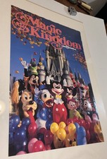 Vintage 1983 Walt Disney World Magic Kingdom Travel Poster w Characters 28x18 picture