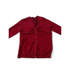 Talbots Deep Red V-Neck Button Cardigan picture