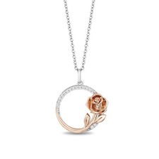 Zales Disney Enchanted Belle Silver Necklace Retired Rose Gold picture