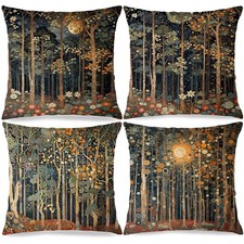 BUJSP Rustic William Morris Inspired Autumn Forest Decor Throw Pillow Covers 18x picture