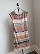 Missoni Orange Label Striped Knit Cowl Neck Mini Dress Silk Blend Metallic S picture