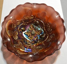 Millersburg Amethyst  Blackberry Wreath Carnival Glass Bowl--aprox. 10