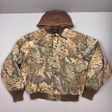 Vintage RedHead Jacket Mens Large Brown Advantage Camo Hoodie Lined Hunt Faded picture