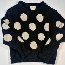 crewcuts by J.Crew Girls Black and Cream Polka Dot Knit Pullover Sweater picture