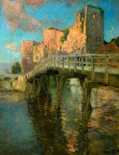 Oil painting Alfred-George-Webster-Newark-Castle Nottinghamshire Castle canvas picture