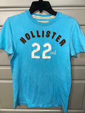 Y2K Hollister Men's Blue Graphic Logo Crew Neck T-Shirt Short Sleeve XS picture