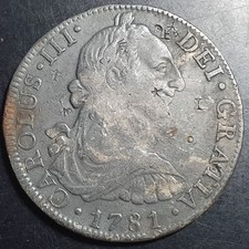 Mexico Spanish Colonial 8 Reales Carol Carolus III 1781 Mo FF Mexico City Mint picture