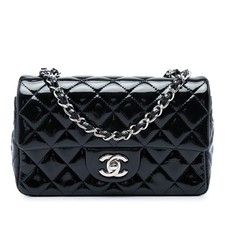 Chanel Mini Rectangular Classic Patent Single Flap Pre-Loved Crossbody Bag Black picture