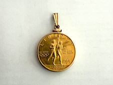 1984-W Gold Commemorative Olympic Coin in 14k Yellow Gold Bezel picture