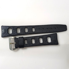 VINTAGE 1960-70'S NOS SWISS MADE 20 MM BLACK DIVE BAND STRAP + SS TROPIC BUCKLE picture