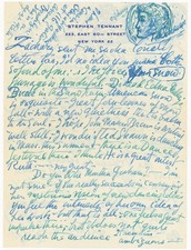 Stephen Tennant Gay Autograph Letter Signed Ruth Ford Zachary Scott Willa Cather picture