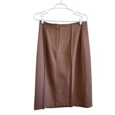 O'2nd Barneys Newyork Pleated Classic Midi A-Line Skirt Back Zip Camel Size 6 picture
