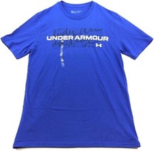 NWT Under Armour Men's Wordscript Logo Short Sleeve T-Shirt Blue Size XL UA224 picture