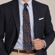 Robert Talbot For Nordstrom Mens Golf Motif Plaid Silk Necktie Brown Blue picture