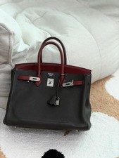 AUTH Hermes Birkin 35 Grey & Red Togo Leather Silver HW Handbag picture
