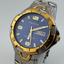 VTG Armitron Quartz Watch 20/1745 Men Dual Tone Rotating Bezel New Battery 6.75