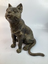11” Vintage Antique metal Brass Cat Doorstop statue 8lbs  (L6) picture
