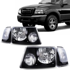 Black Left & Right Headlight & Corner Light Set For Ford Ranger Pickup 2001-2011 picture
