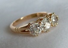 3.27Ct Vintage Art Deco Style Round Lab Created Diamonds Ring 14K Yellow Gold FN picture