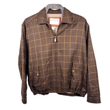 Vintage Orvis Houndstooth Plaid Harrington Bomber Jacket Full Zip 100% Wool XL picture