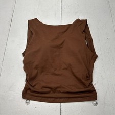Shein Brown Sleeveless Ruched Padded Backless Tank Top Women's Size Small NEW picture