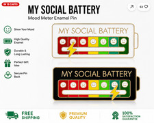 Funny Social Battery Slider Pin – 7-Mood Expression Badge, Cute Interactive Pin  picture