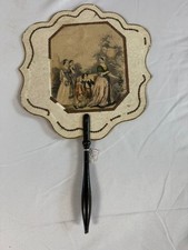 Antique French Hand Fire Screen Ecran a Main Romantic Period c.1840-1860 picture
