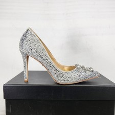 Badgley Mischka Pump Women Size 6 Silver Crystal Embellished Cher II Stiletto picture