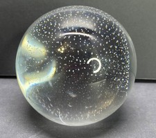 Vtg Great City Trader Controlled Bubble Geometric Glass Blown Paperweight 4