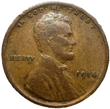 1914 P Lincoln Wheat Cent Good - Very Good (G-VG) Copper Average Circulated 1c picture